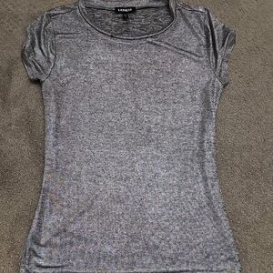 Express Metallic Silver Short Sleeve Tee